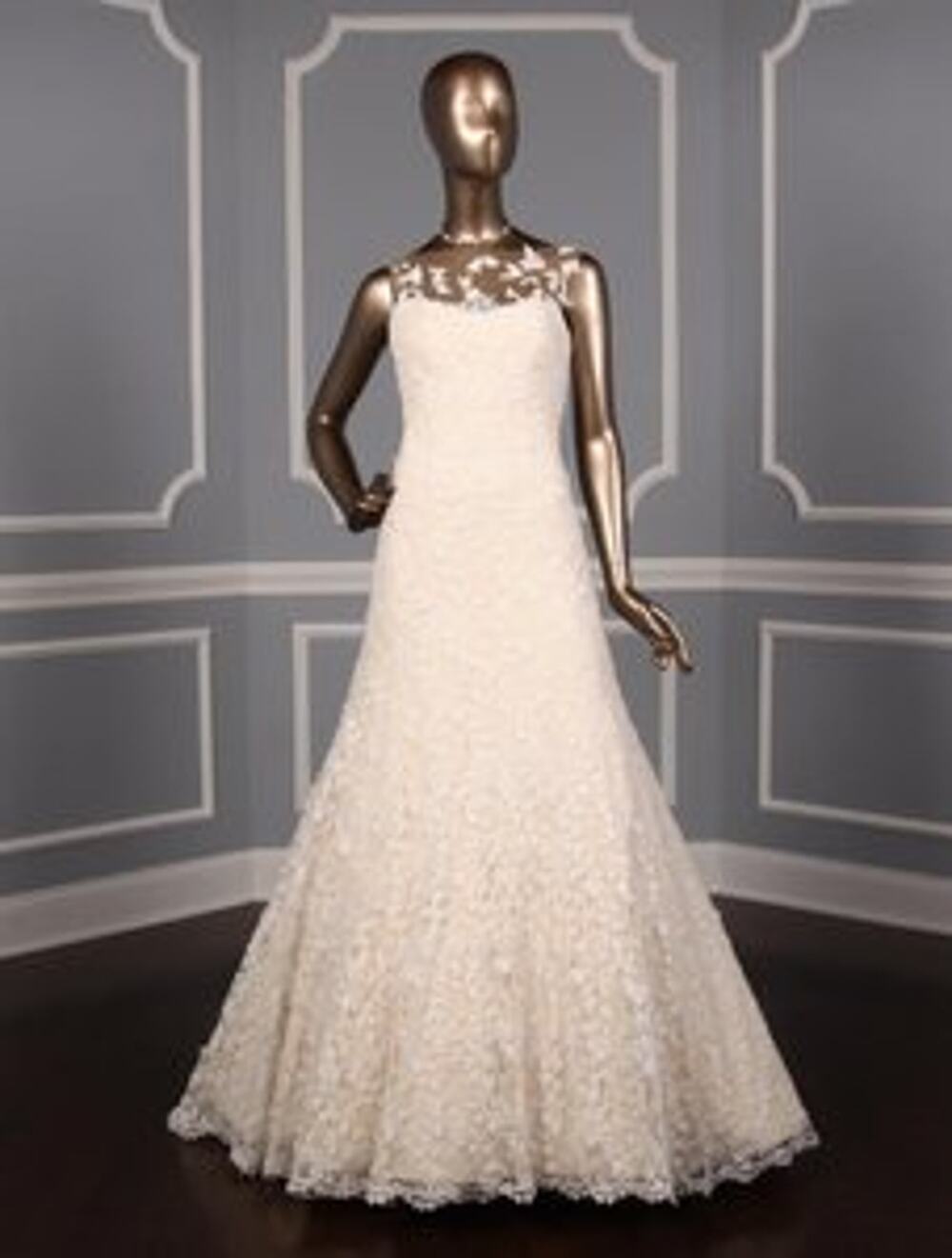 ROMONA KEVEZA RK5452 Sleeveless Illusion Lace Wedding Dress D. White Blush Aline
